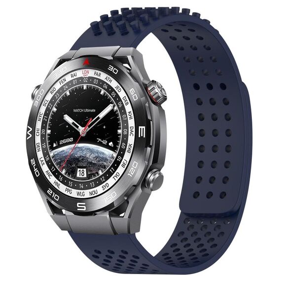 Per Huawei Watch Ultimate Cinturino in silicone traspirante con punti 3D da 22 mm (blu notte)