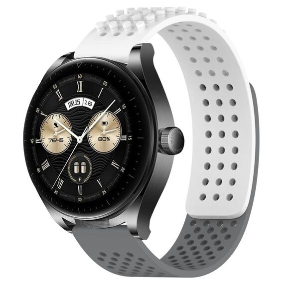 Per Huawei Watch Buds Cinturino in silicone traspirante con punti 3D da 22 mm (bianco + grigio)