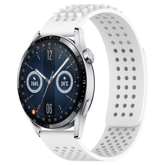 Per Huawei Watch GT3 46mm 22mm Fori Cinturino in silicone traspirante con punti 3D (Bianco)