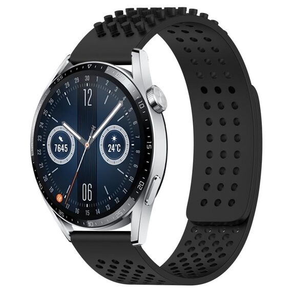 Per Huawei Watch GT3 46mm 22mm Fori Cinturino in silicone traspirante con punti 3D (nero)