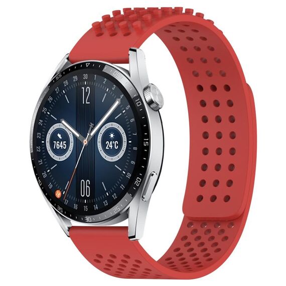 Per Huawei Watch GT3 46mm 22mm Fori Cinturino in silicone traspirante con punti 3D (Rosso)