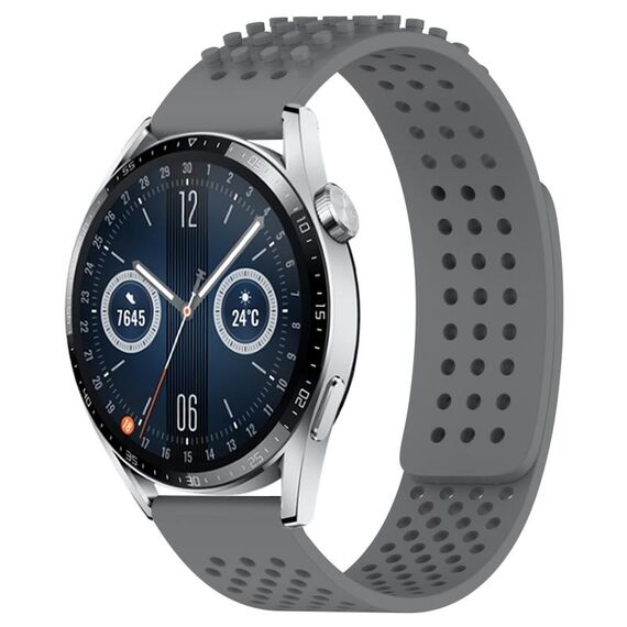 Per Huawei Watch GT3 46mm 22mm Fori Cinturino in silicone traspirante con punti 3D (grigio)