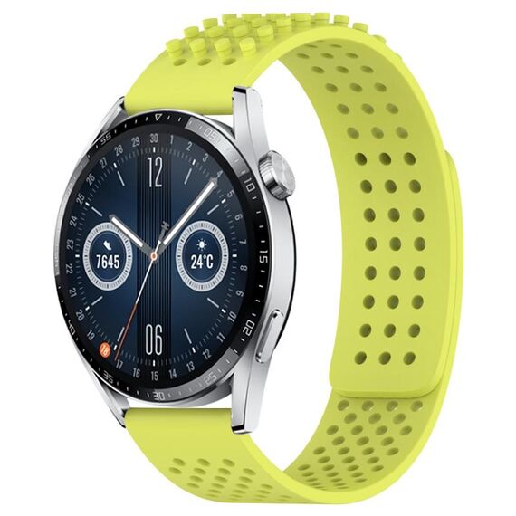 Per Huawei Watch GT3 46mm 22mm Fori Cinturino in silicone traspirante con punti 3D (verde lime)