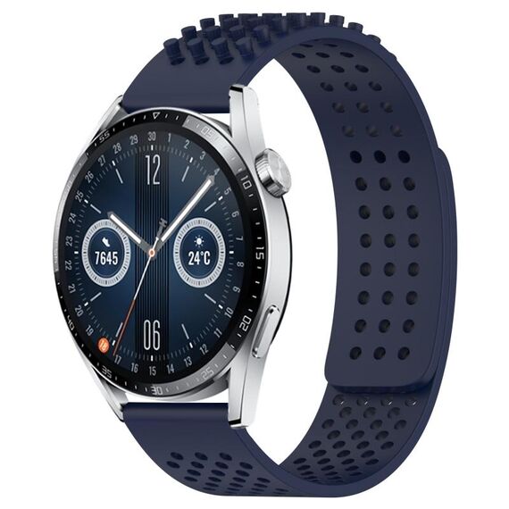 Per Huawei Watch GT3 46mm 22mm Fori Cinturino in silicone traspirante con punti 3D (blu notte)