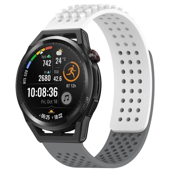 Per Huawei Watch GT Runner cinturino in silicone traspirante con punti 3D da 22 mm (bianco + grigio)