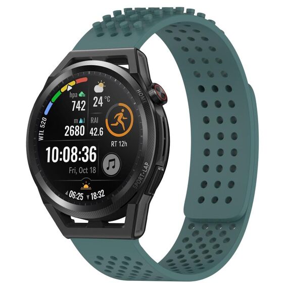 Per Huawei Watch GT Runner cinturino in silicone traspirante con punti 3D con fori da 22 mm (verde oliva)
