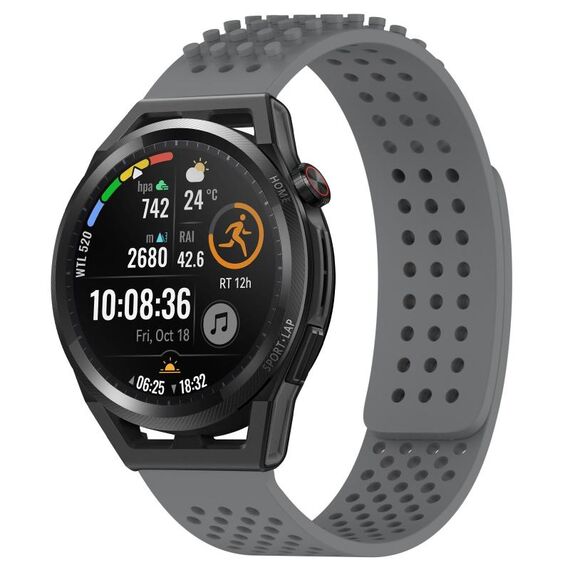 Per Huawei Watch GT Runner cinturino in silicone traspirante con fori da 22 mm e puntini 3D (grigio)