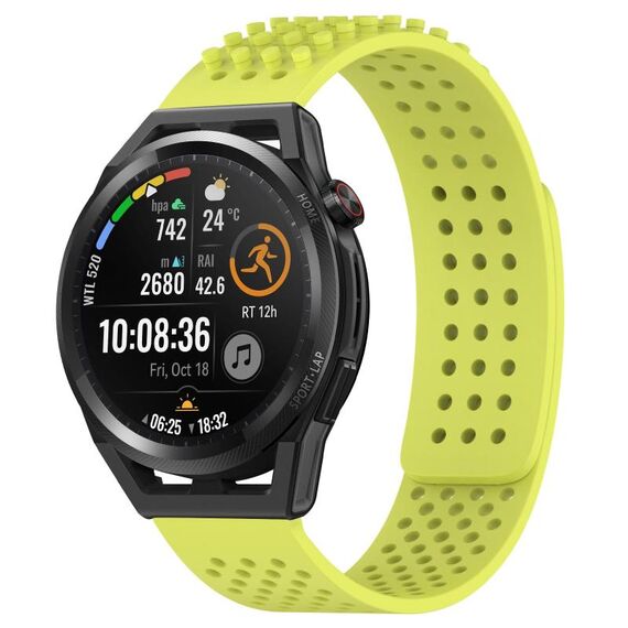 Per Huawei Watch GT Runner cinturino in silicone traspirante con punti 3D con fori da 22 mm (verde lime)