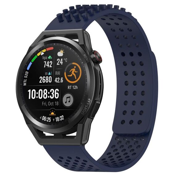Per Huawei Watch GT Runner cinturino in silicone traspirante con punti 3D con fori da 22 mm (blu notte)