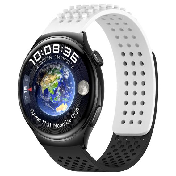 Per Huawei Watch 4 cinturino in silicone traspirante con punti 3D con fori da 22 mm (bianco + nero)