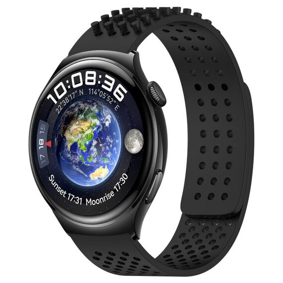 Per Huawei Watch 4 cinturino in silicone traspirante con punti 3D con fori da 22 mm (nero)