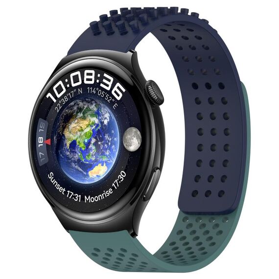 Per Huawei Watch 4 cinturino in silicone traspirante con punti 3D con fori da 22 mm (blu notte + verde oliva)