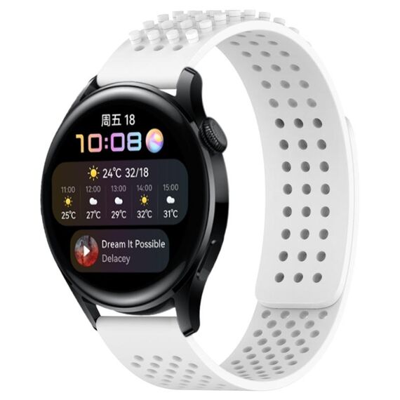 Per Huawei Watch 3 cinturino in silicone traspirante con punti 3D con fori da 22 mm (bianco)