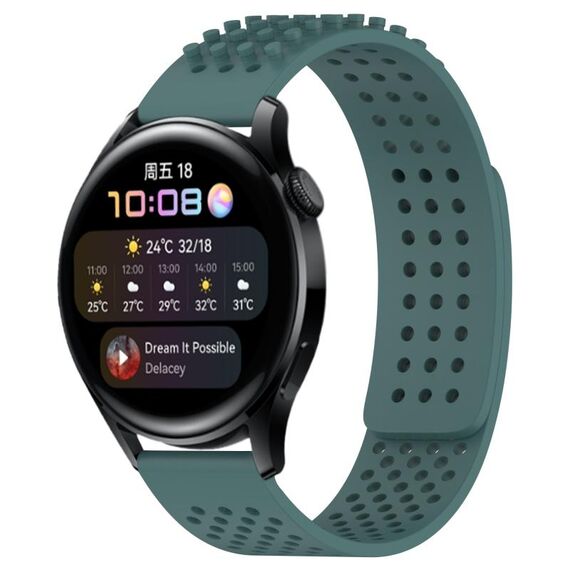 Per Huawei Watch 3 Cinturino in silicone traspirante con punti 3D con fori da 22 mm (verde oliva)