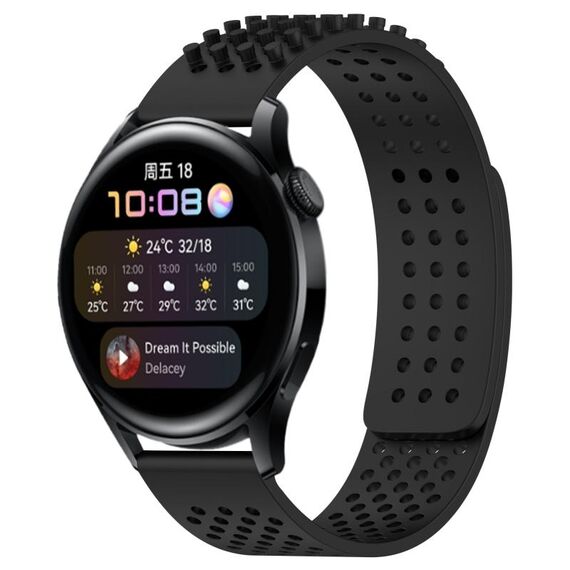 Per Huawei Watch 3 cinturino in silicone traspirante con punti 3D con fori da 22 mm (nero)