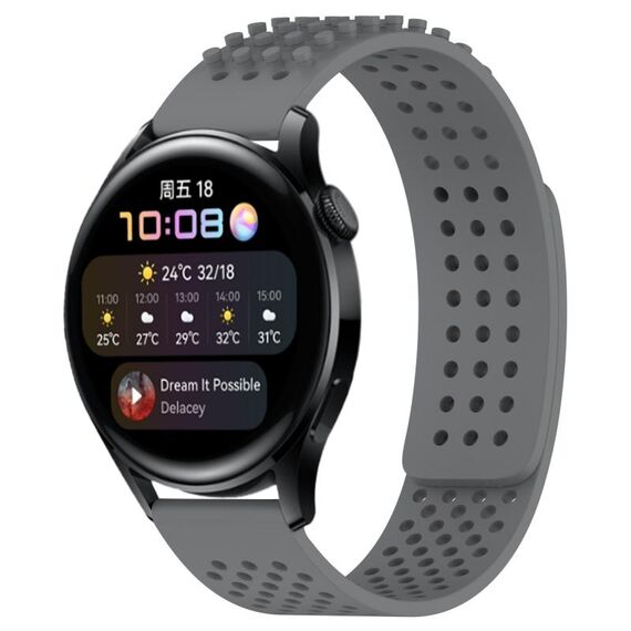 Per Huawei Watch 3 cinturino in silicone traspirante con punti 3D con fori da 22 mm (grigio)