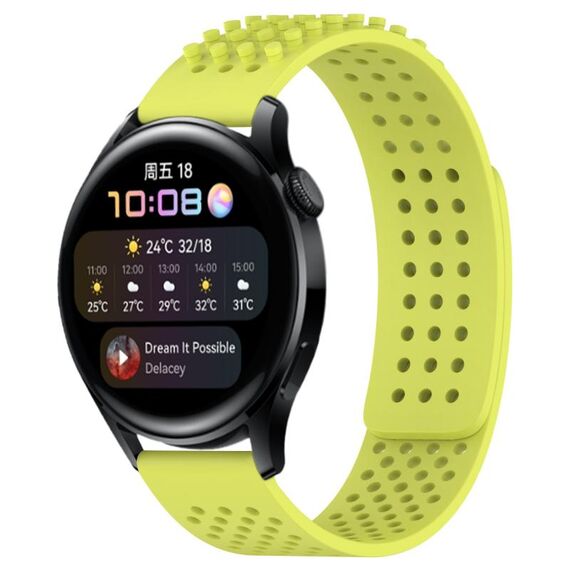 Per Huawei Watch 3 Cinturino in silicone traspirante con punti 3D con fori da 22 mm (verde lime)