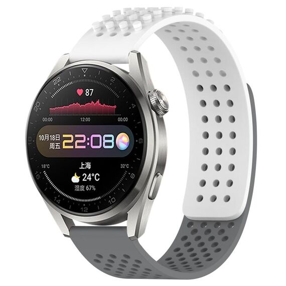 Per Huawei Watch 3 Pro Cinturino in silicone traspirante con punti 3D da 22 mm (bianco + grigio)