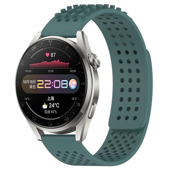 Per Huawei Watch 3 Pro Cinturino in silicone traspirante con punti 3D con fori da 22 mm (verde oliva)