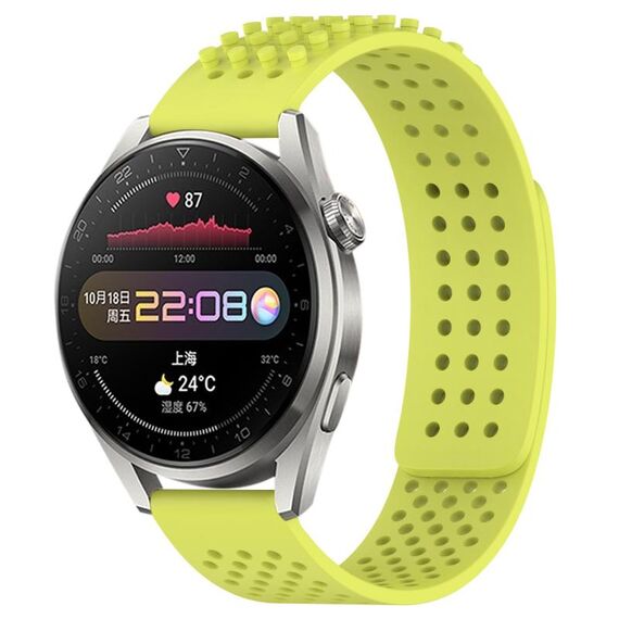 Per Huawei Watch 3 Pro Cinturino in silicone traspirante con punti 3D con fori da 22 mm (verde lime)