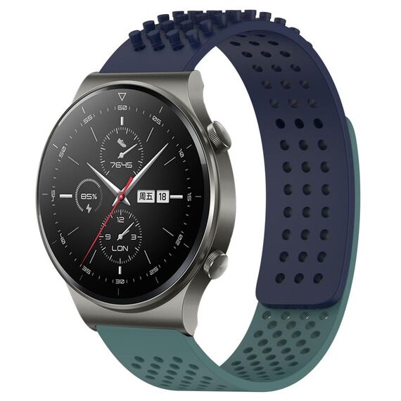 Per Huawei GT2 Pro Cinturino in silicone traspirante con fori da 22 mm e puntini 3D (blu notte + verde oliva)