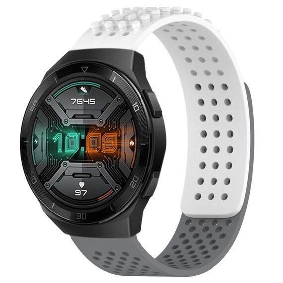 Per Huawei Watch GT 2E Cinturino in silicone traspirante con punti 3D da 22 mm (bianco + grigio)