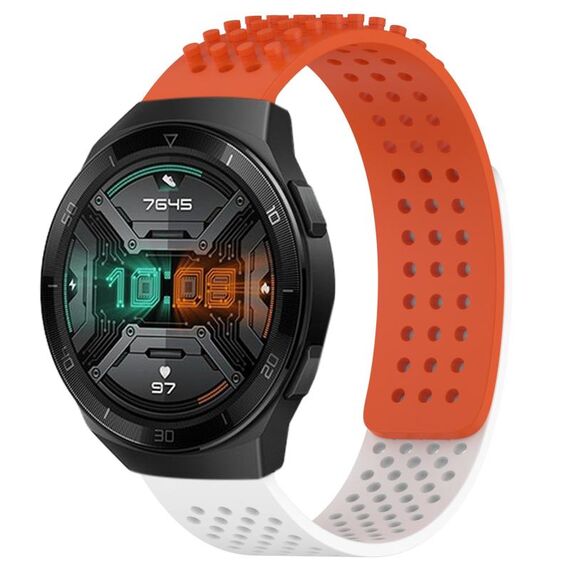 Per Huawei Watch GT 2E Cinturino in silicone traspirante con punti 3D da 22 mm (arancione + bianco)
