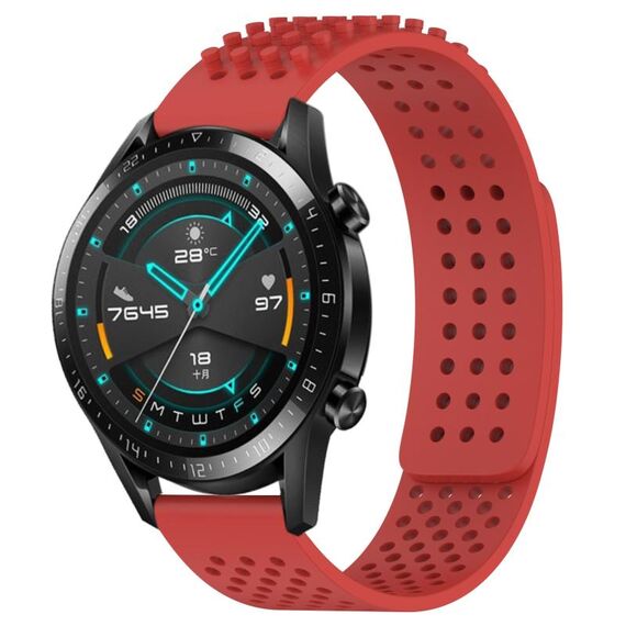 Per Huawei GT2 46mm 22mm Fori Cinturino in silicone traspirante con puntini 3D (Rosso)