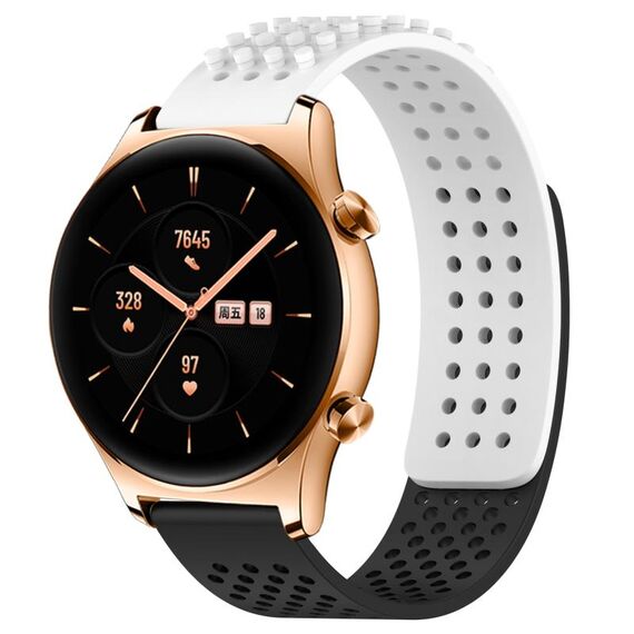 Per Honor Watch GS 3 Fori da 22 mm Cinturino in silicone traspirante con punti 3D (bianco + nero)