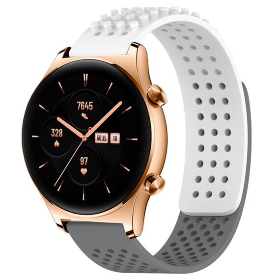 Per Honor Watch GS 3 Fori da 22 mm Cinturino in silicone traspirante con punti 3D (bianco + grigio)