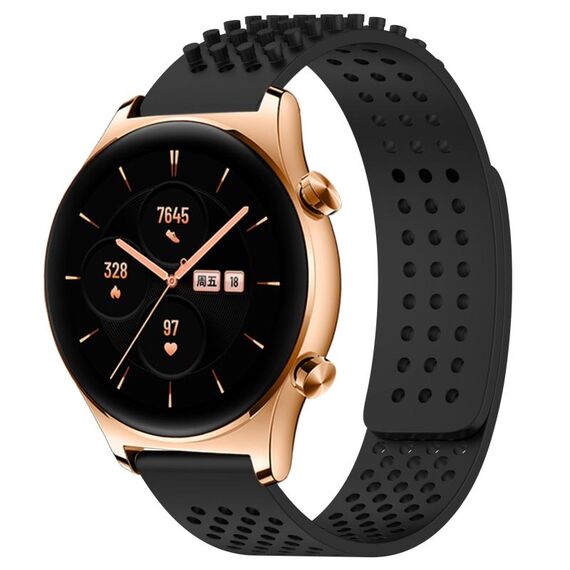 Per Honor Watch GS 3 cinturino in silicone traspirante con punti 3D con fori da 22 mm (nero)