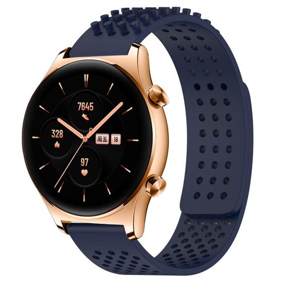 For Honor Watch GS 3 Cinturino in silicone traspirante con punti 3D con fori da 22 mm (blu notte)