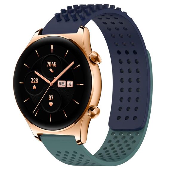 Per Honor Watch GS 3 cinturino in silicone traspirante con punti 3D con fori da 22 mm (blu notte + verde oliva)