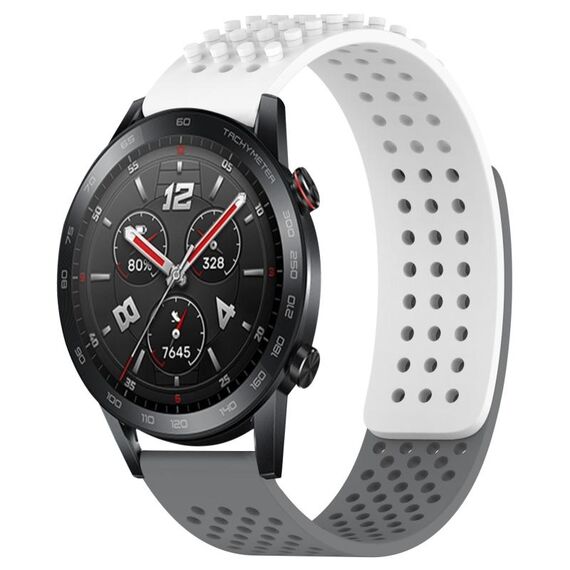 Per Honor Watch GS 3i Cinturino in silicone traspirante con punti 3D da 22 mm (bianco + grigio)