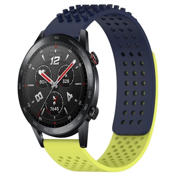 Per Honor Watch GS 3i Cinturino in silicone traspirante con punti 3D con fori da 22 mm (blu notte + verde lime)