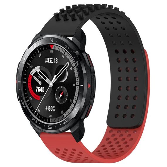 Per Honor Watch GS Pro Cinturino in silicone traspirante con punti 3D da 22 mm (nero + rosso)