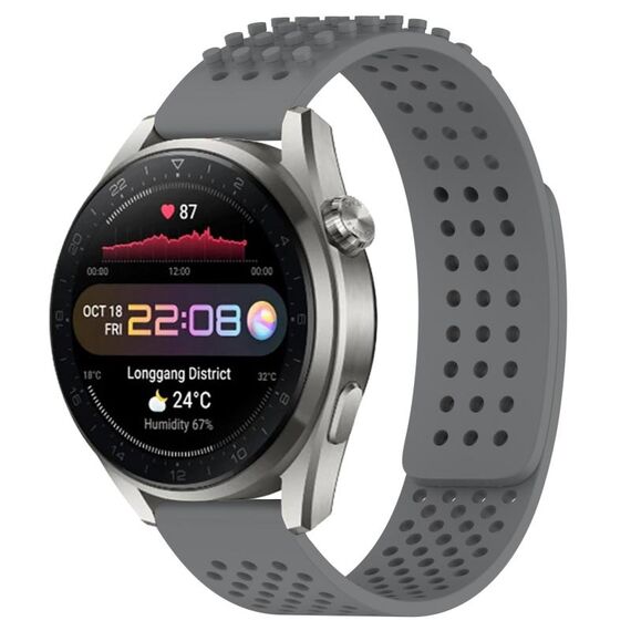 Per Huawei Watch 3 Pro Nuovo cinturino in silicone traspirante con punti 3D con fori da 22 mm (grigio)
