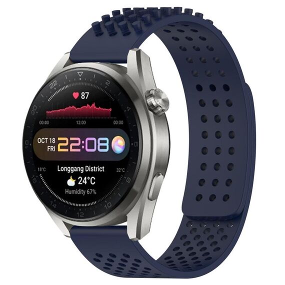 Per Huawei Watch 3 Pro Nuovo cinturino in silicone traspirante con punti 3D con fori da 22 mm (blu notte)