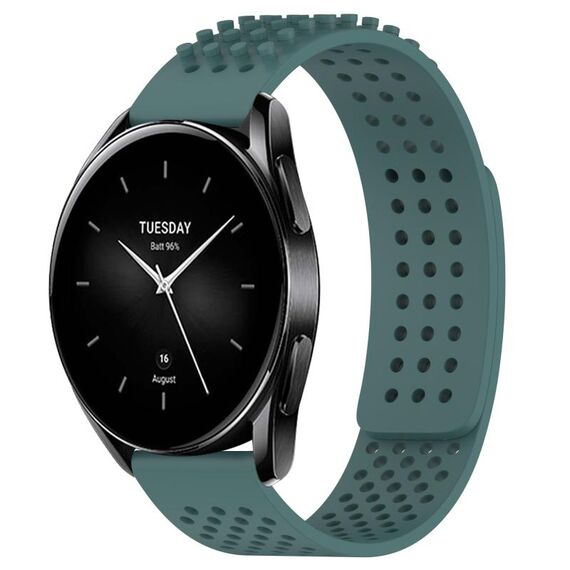 Per Xiaomi Watch S2 42mm 22mm Fori Cinturino in silicone traspirante con punti 3D (verde oliva)