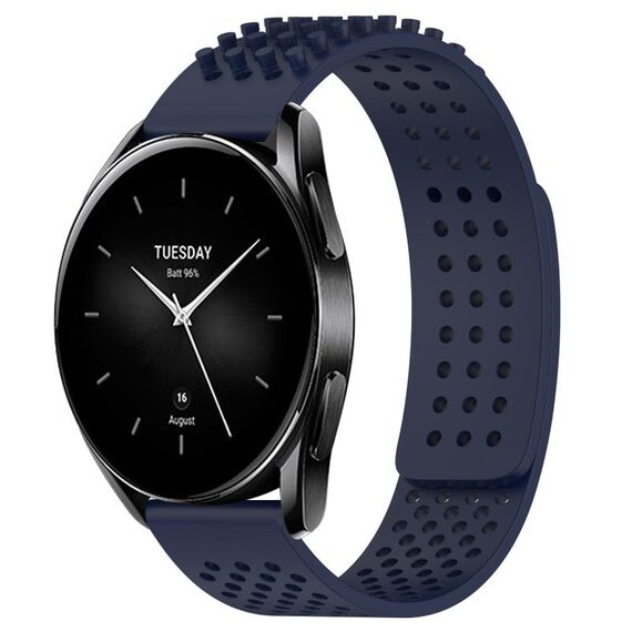 Per Xiaomi Watch S2 42mm 22mm Fori Cinturino in silicone traspirante con punti 3D (blu notte)