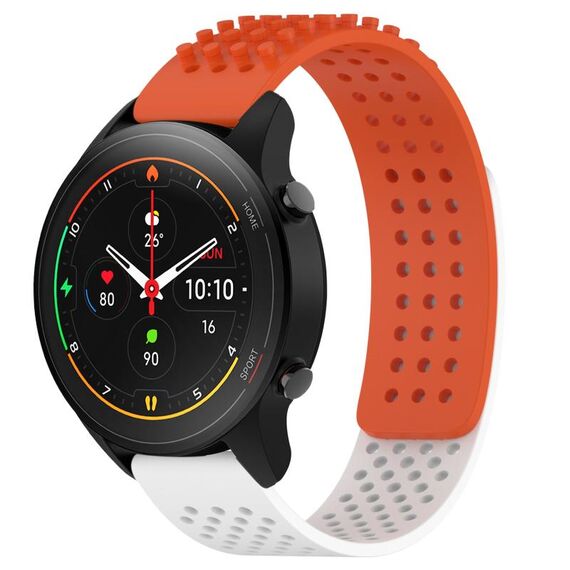 Per Xiaomi MI Watch S1 Pro Cinturino in silicone traspirante con punti 3D da 22 mm (arancione + bianco)