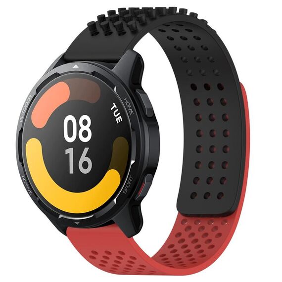 Per Xiaomi Watch S1 Active 22mm Fori Cinturino in silicone traspirante con punti 3D (nero + rosso)