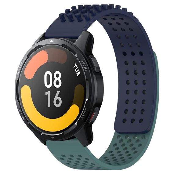 Per Xiaomi Watch S1 Active 22mm Fori Cinturino in silicone traspirante con punti 3D (blu notte + verde oliva)