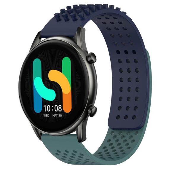 Per Xiaomi Haylou RT2 LS10 cinturino in silicone traspirante con punti 3D con fori da 22 mm (blu notte + verde oliva)