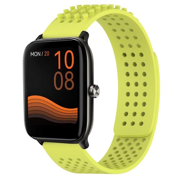 Per Xiaomi Haylou GST LS09B cinturino in silicone traspirante con punti 3D con fori da 22 mm (verde lime)