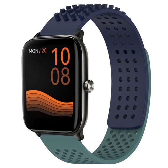 Per Xiaomi Haylou GST LS09B cinturino in silicone traspirante con punti 3D con fori da 22 mm (blu notte + verde oliva)