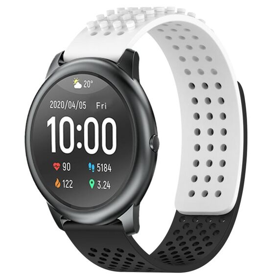 Per Xiaomi Haylou RT LS05S cinturino in silicone traspirante con punti 3D da 22 mm (bianco + nero)