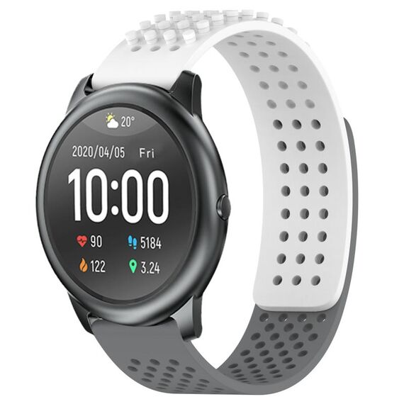 Per Xiaomi Haylou RT LS05S cinturino in silicone traspirante con punti 3D da 22 mm (bianco + grigio)
