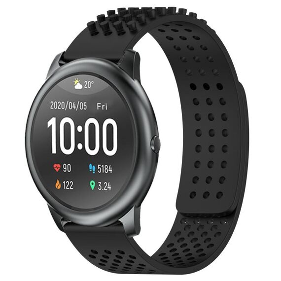 Per Xiaomi Haylou RT LS05S cinturino in silicone traspirante con punti 3D con fori da 22 mm (nero)