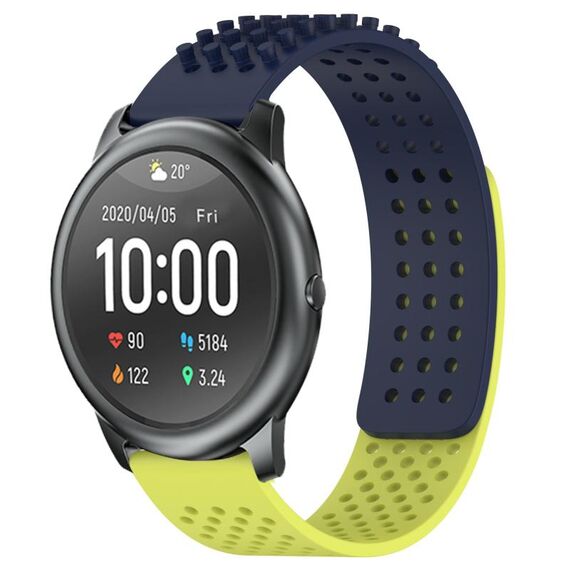Per Xiaomi Haylou RT LS05S cinturino in silicone traspirante con punti 3D con fori da 22 mm (blu notte + verde lime)